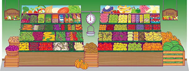 Vector illustration of Grocery Store produce