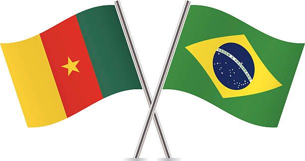 Brazilian and Cameroon flags. Vector. Brazilian and Cameroon flags. Vector illustration. cameroon stock illustrations