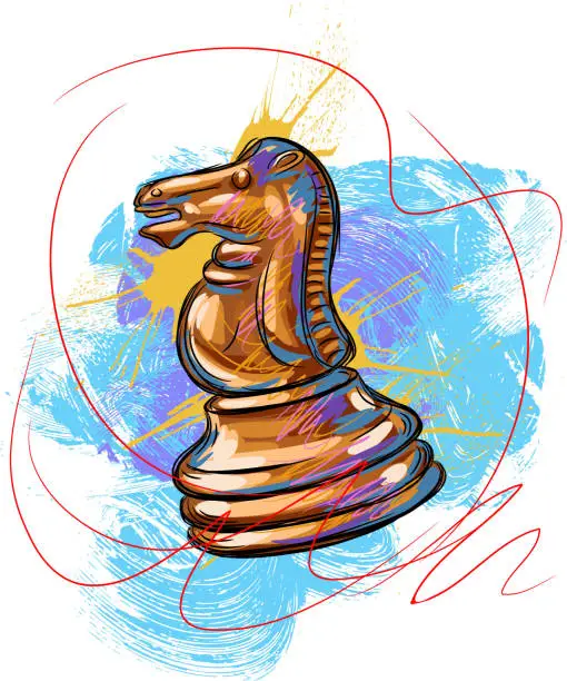 Vector illustration of White Chess Knight