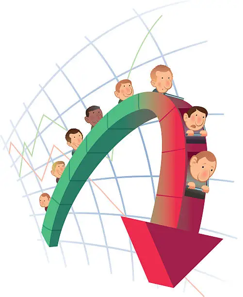 Vector illustration of Stock Market Roller Coaster