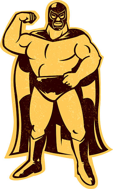 mexican wrestler cartoon mexican wrestler, grunge pattern is on a separate layer wrestling stock illustrations