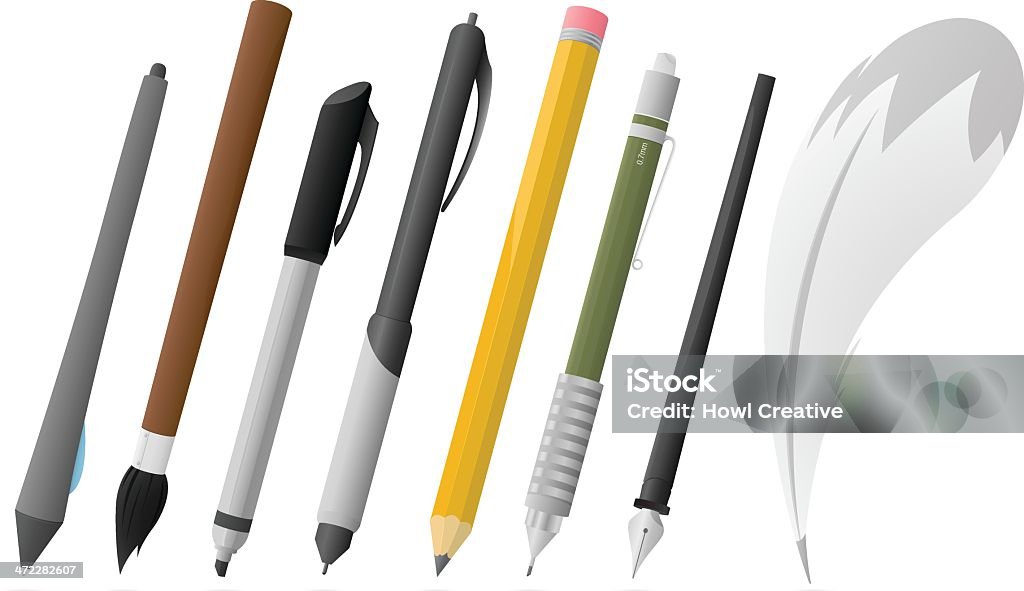 Writing Instruments Drawings Writing Instruments Stock Illustration - Download Image Now - Ink ...