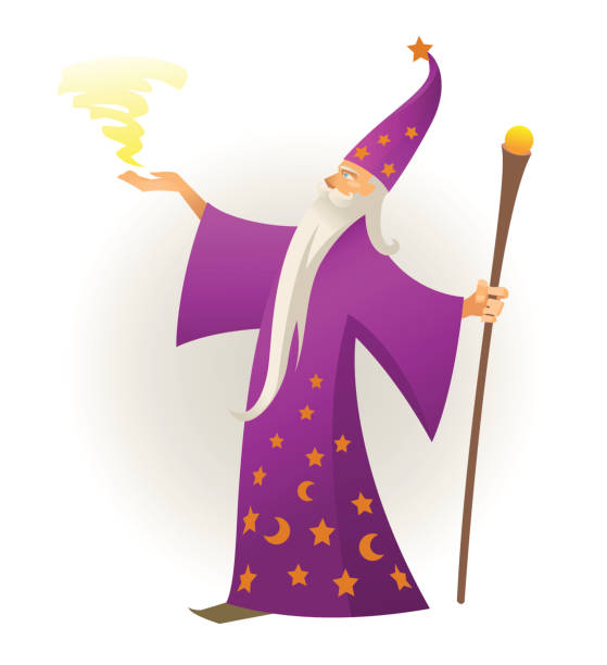 The Cartoon Wizard vector art illustration