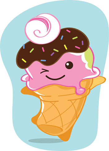 Dancing ice cream cone. Available in ai, eps, jpg and tiff files. Elements properly placed in different layers.
