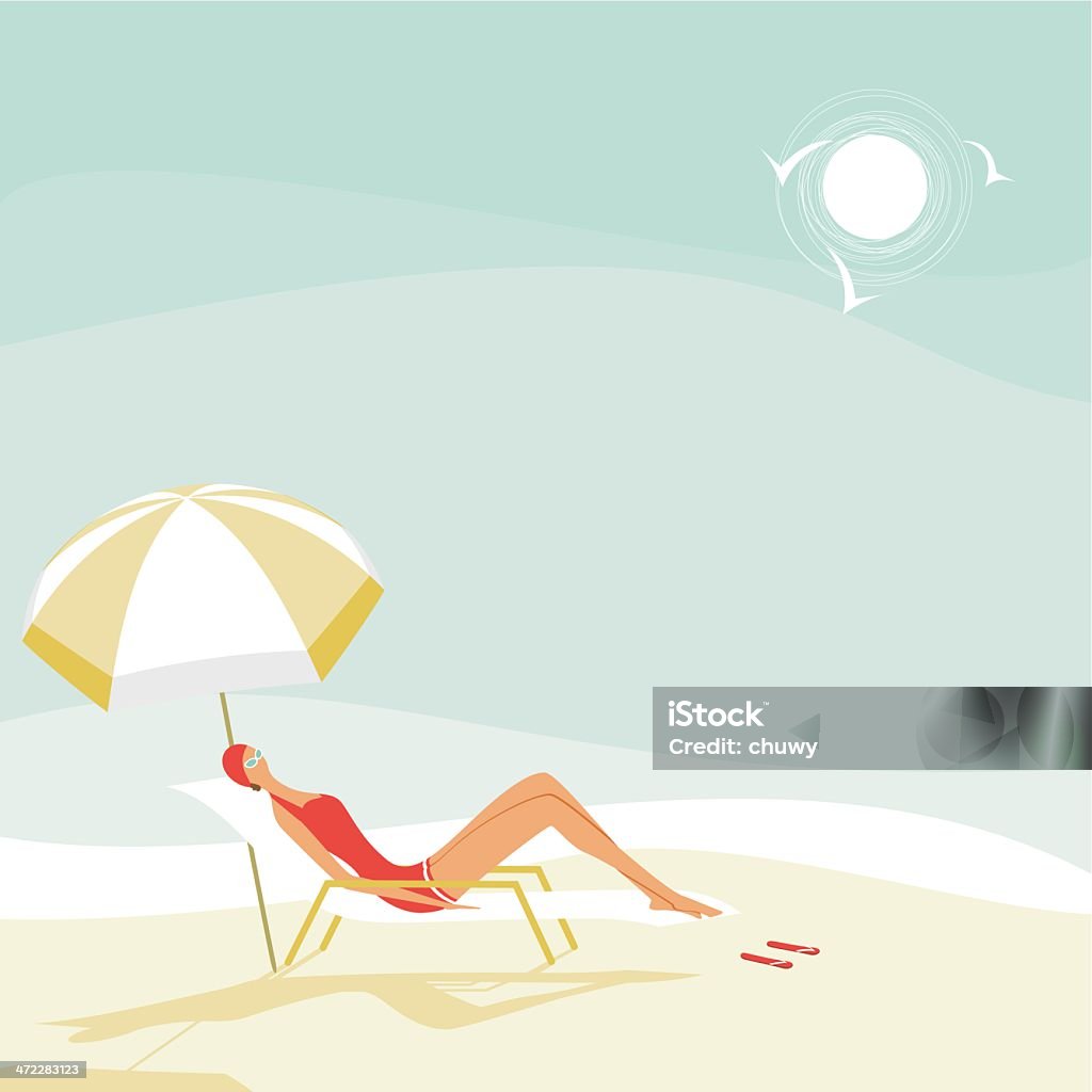 Summer woman on the beach Summer scene with woman sunbathing on the beach. Beach stock vector