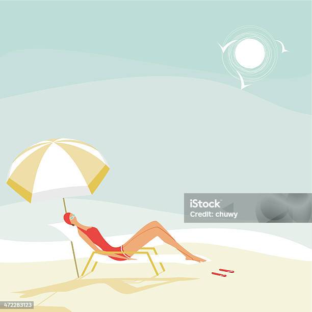 Summer Woman On The Beach Stock Illustration - Download Image Now - Beach, Deck Chair, Women