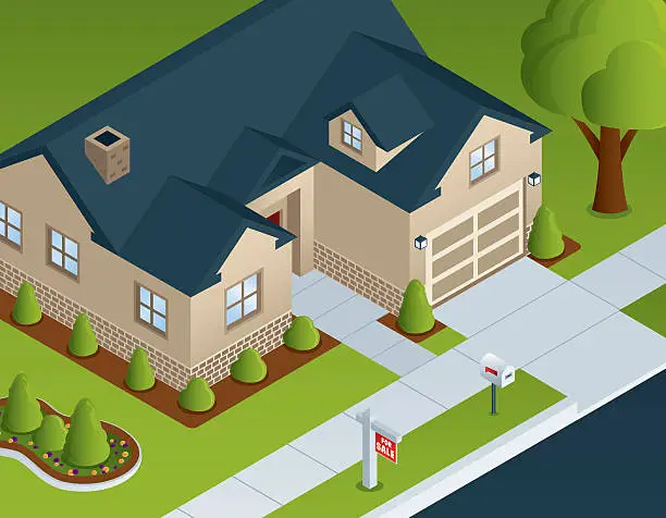 Vector illustration of Isometric Residential House