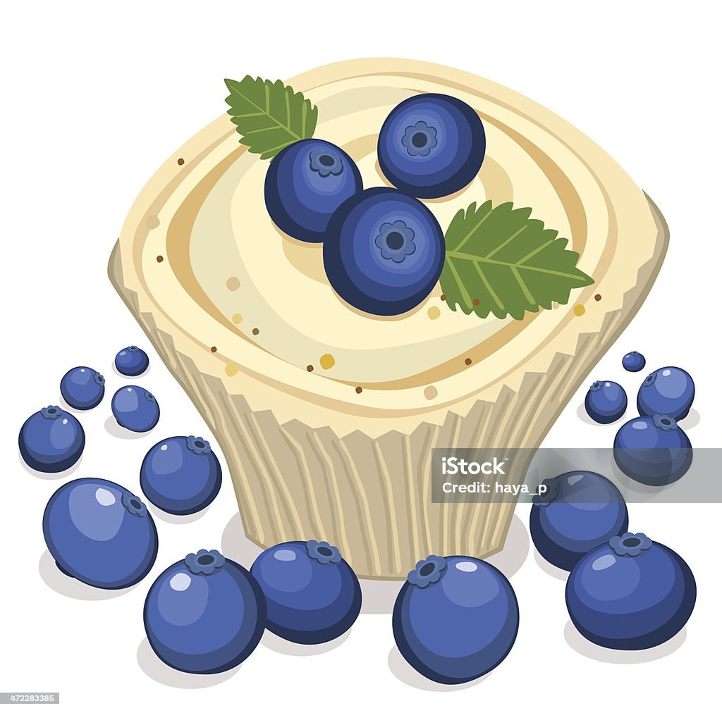 Cupcake com mirtilo - Vetor de Vacínio royalty-free