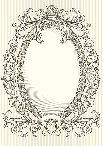 ilustrações de stock, clip art, desenhos animados e ícones de decorativa moldura oval - frame circle scroll shape ornate