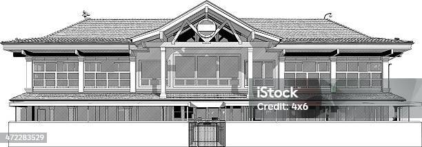 Ресторан Здание Иллюстрация — стоковая векторная графика и другие изображения на тему Архитектура - Архитектура, Компьютерная графика, Особняк