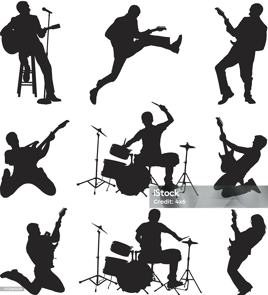 Rock and roll Interruptores de balancín Balancín out - arte vectorial de Guitarrista libre de derechos