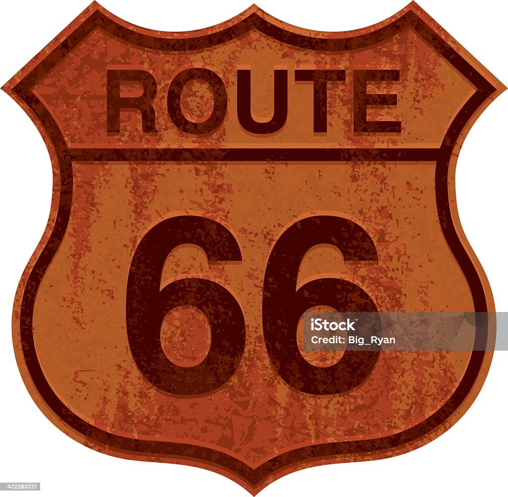 Zardzewiały Znak route 66 - Grafika wektorowa royalty-free (Route 66)