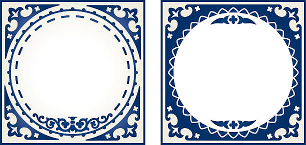 ilustraciones, imágenes clip art, dibujos animados e iconos de stock de anticuario holandés baldosas hyacinthus orientalis delft blue - delftware