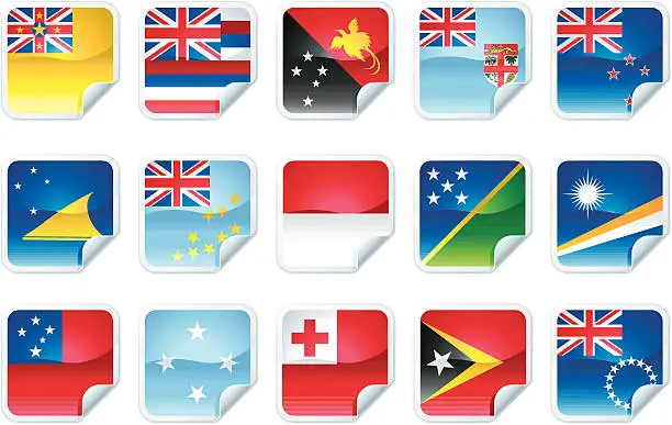 Vector illustration of Pacific Island Flags