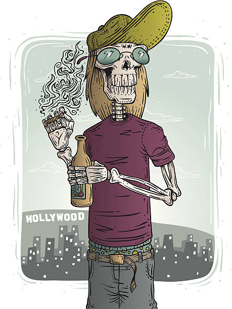 Hollywood Skeleton vector art illustration