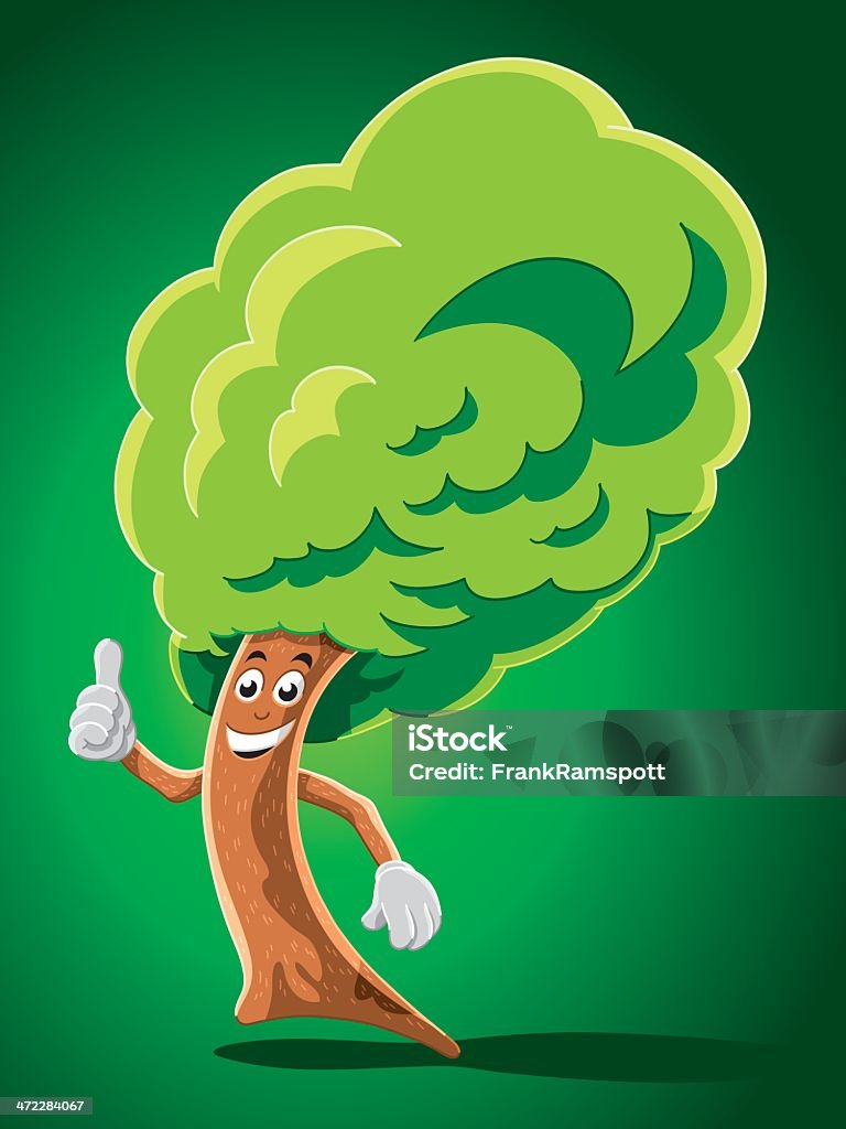 Feliz pulgares arriba Broadleaf árbol - arte vectorial de Mascota famosa libre de derechos