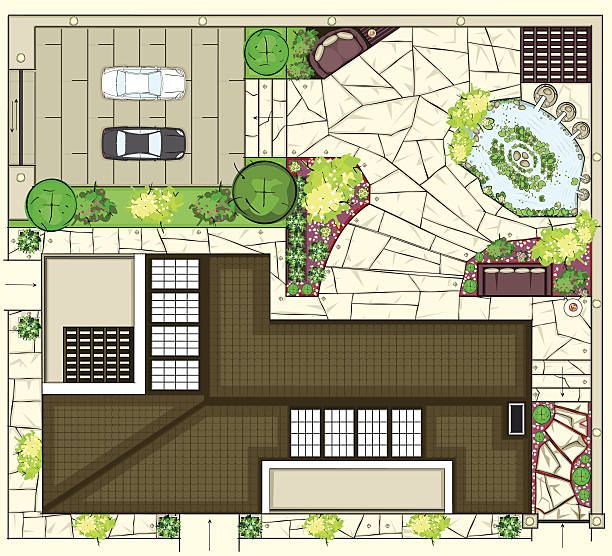 istock Colorful birds eye view of house layout 472284177