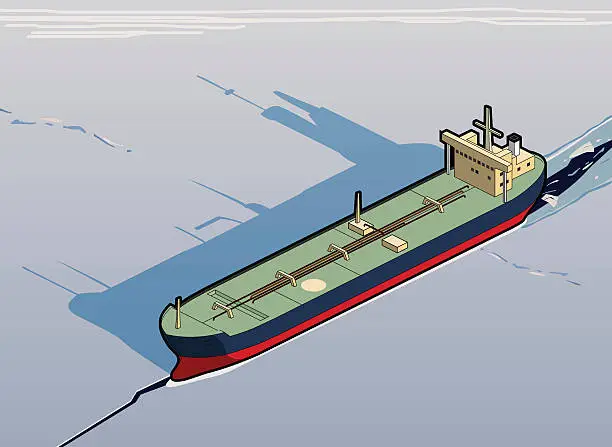 Vector illustration of tanker stuck in ice