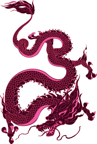 ilustrações, clipart, desenhos animados e ícones de místico dragão - dragon chinese dragon china chinese ethnicity