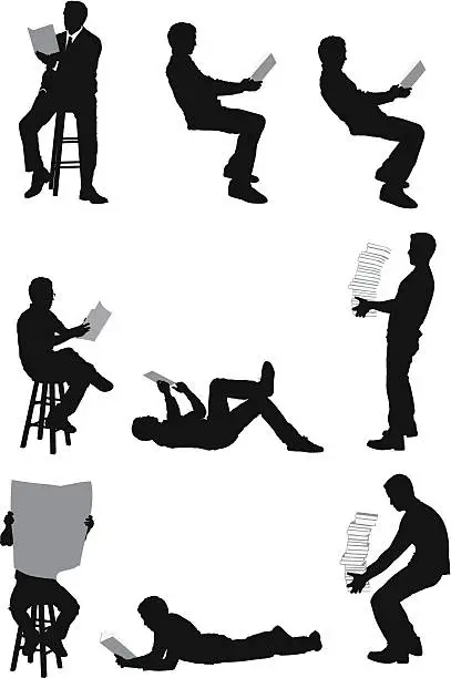 Vector illustration of Vector images of men reading and carrying books