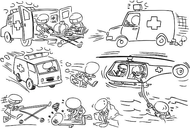 faceless 구제 자 - ambulance mini van speed emergency sign stock illustrations