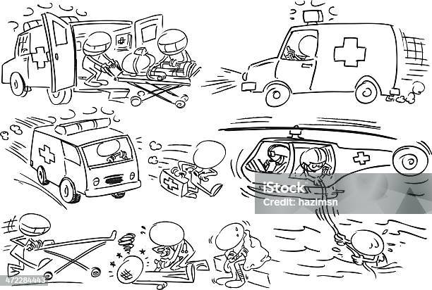 Faceless Rescue Characters Stock Illustration - Download Image Now - Ambulance, Cartoon, Helicopter