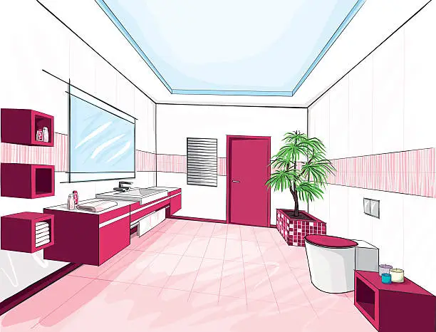 Vector illustration of Modern bathroom.