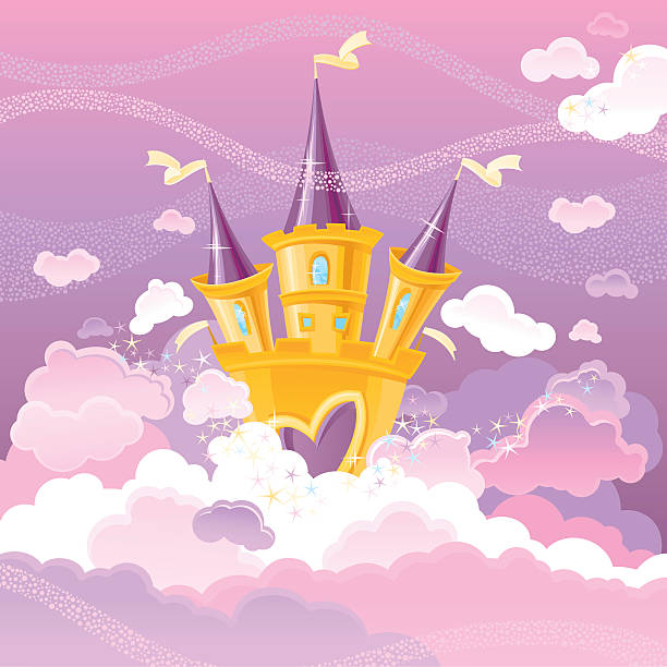 Magic Sky Castle Castle in the sky. Vector.  fairy illustrations stock illustrations