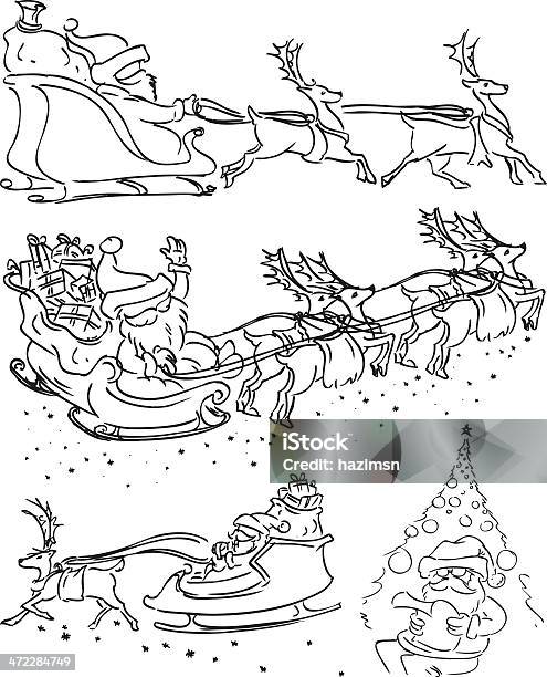 Faceless Santa Claus Characters Stock Illustration - Download Image Now - Santa Claus, Animal Sleigh, Pencil