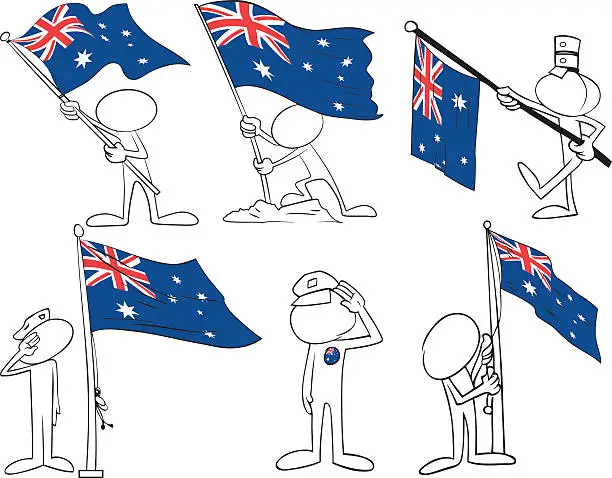Vector illustration of Faceless Characters with Australian Flag