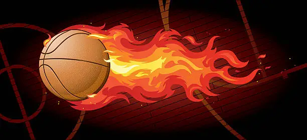 Vector illustration of Flaming Basketball