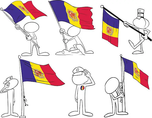 Vector illustration of Faceless Characters with Andorra Flag