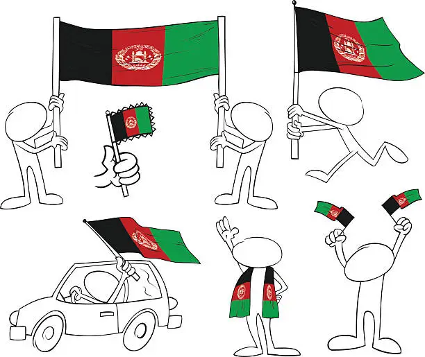 Vector illustration of Faceless Characters with Afghanistan Flag