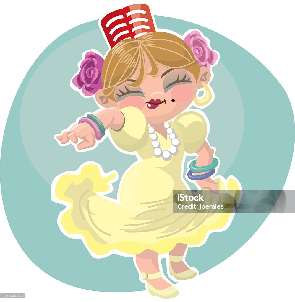 Petite danseuse espagnole - clipart vectoriel de Cartoon libre de droits