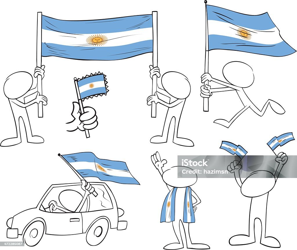 Anonimi caratteri con Bandiera dell'Argentina - arte vettoriale royalty-free di Argentina - America del Sud