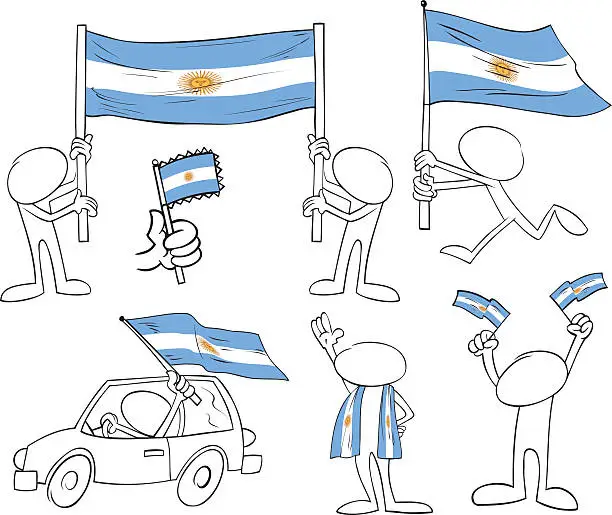 Vector illustration of Faceless Characters with Argentina Flag