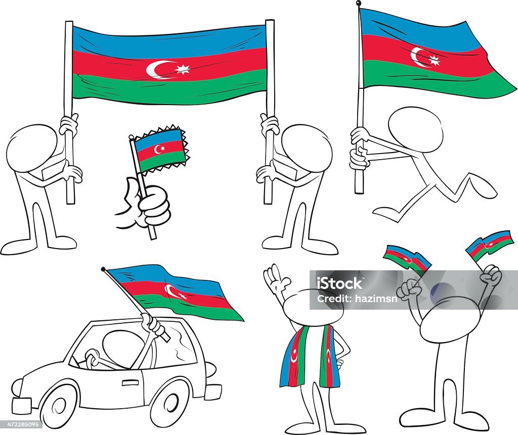 Faceless символов с Флаг Азербайджана - Векторная графика Автомобиль роялти-фри