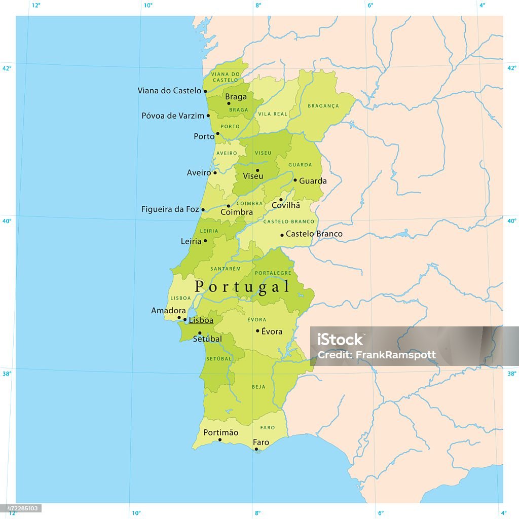 Portugal vetor mapa - Royalty-free Portugal arte vetorial