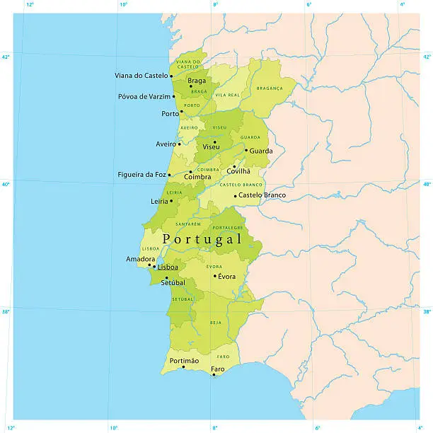 Vector illustration of Portugal Vector Map