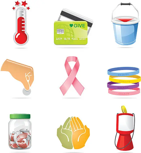 Vector illustration of Charity Fund Raising Icon set