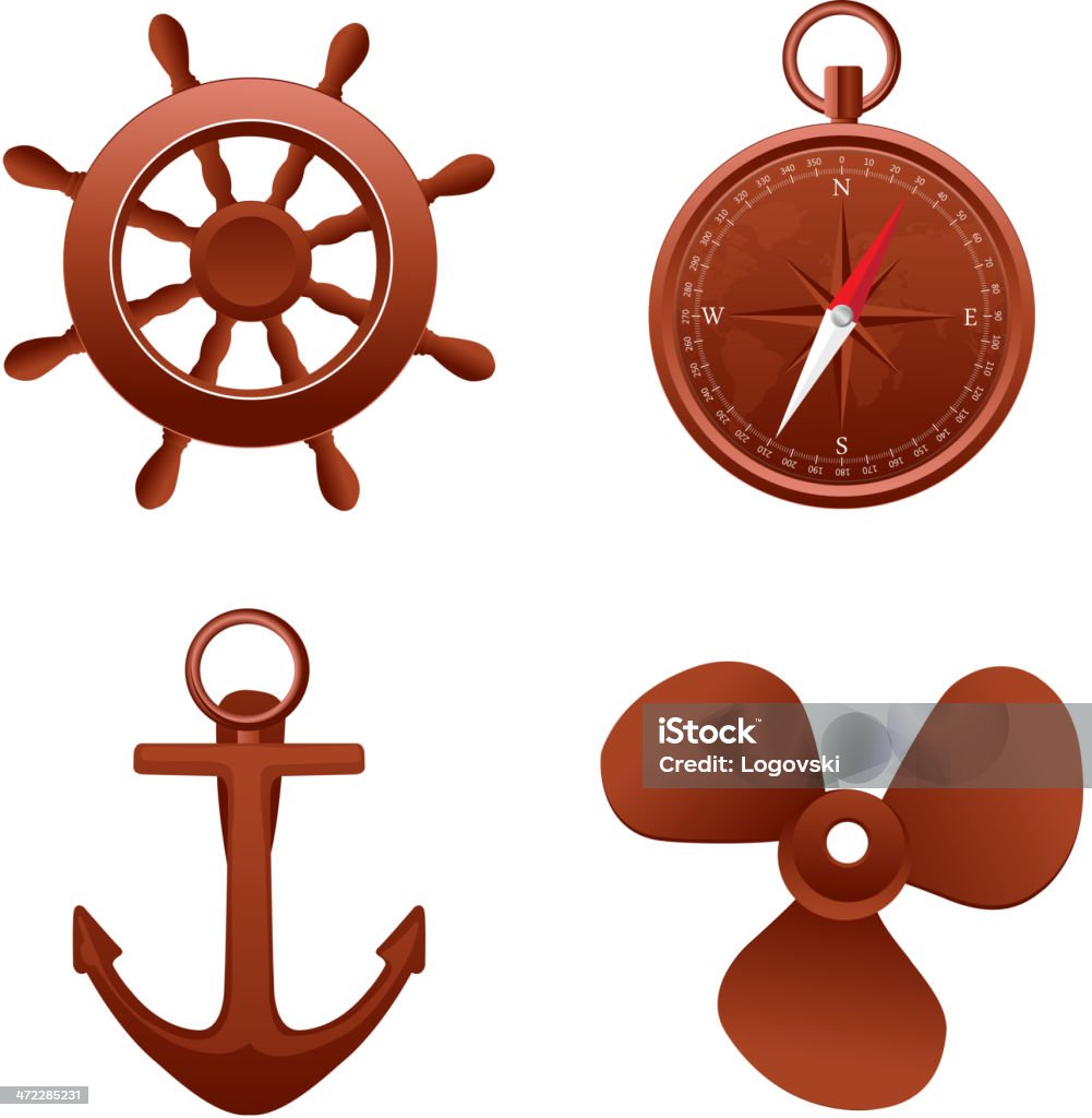 Vector sailing icons Vector sailing icons,isolated on white. Navigational Compass stock vector