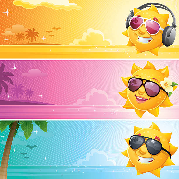 Fresco mulher sol Verão Banner - ilustração de arte vetorial