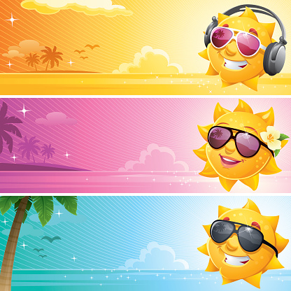 Cool Cartoon Sun Summer Banner