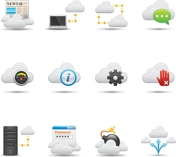 ilustraciones, imágenes clip art, dibujos animados e iconos de stock de icono de red de nube de la serie/elegante - cloud computing human hand cloud cloudscape