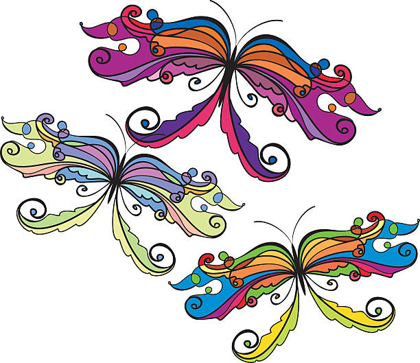 butterflies vector art illustration