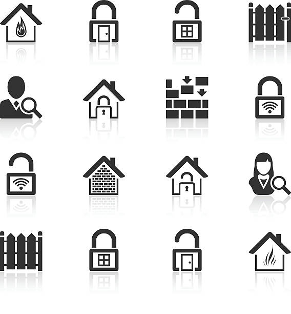 Security icons vector art illustration