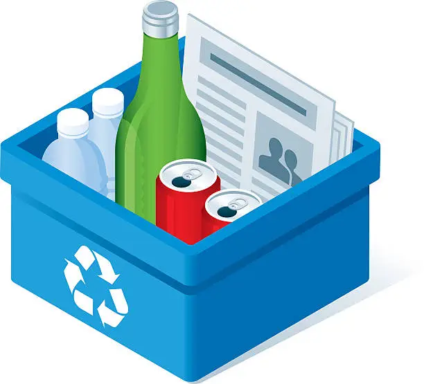 Vector illustration of Recycle Bin With Recyclables