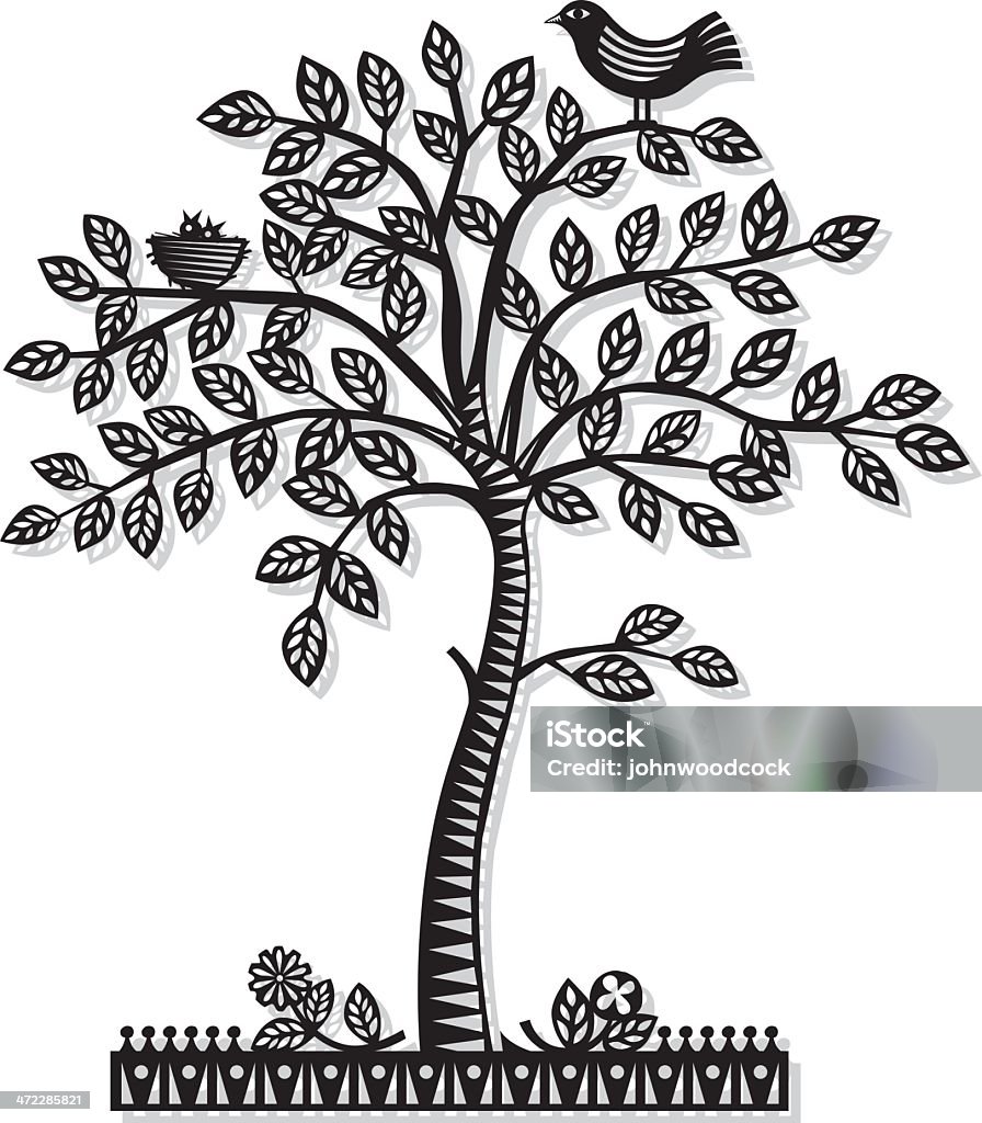 Бумага cut дерево - Векторная графика Гнездо животного роялти-фри