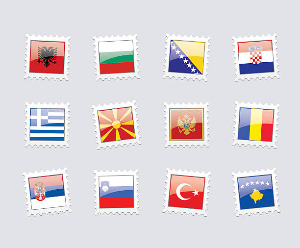 Selo postal opções: Os Balcãs - ilustração de arte vetorial