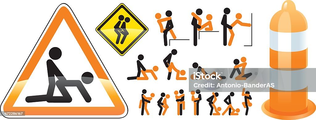 Regulation of sex An unusual illustration of the poses in sex with little people on the road signs. Sex and Reproduction stock vector